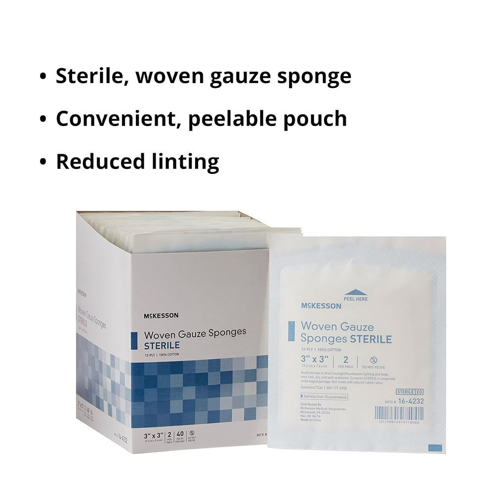 Gauze 3 x 3 inch.  40 packs per box