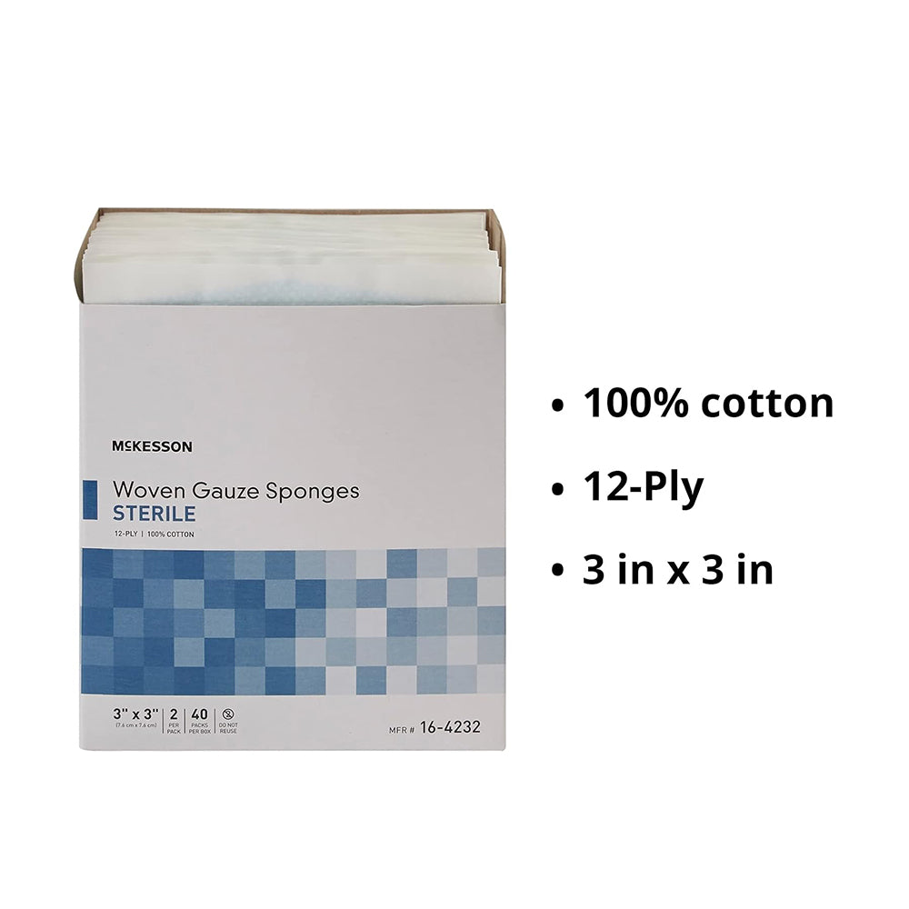 Gauze 3 x 3 inch.  40 packs per box