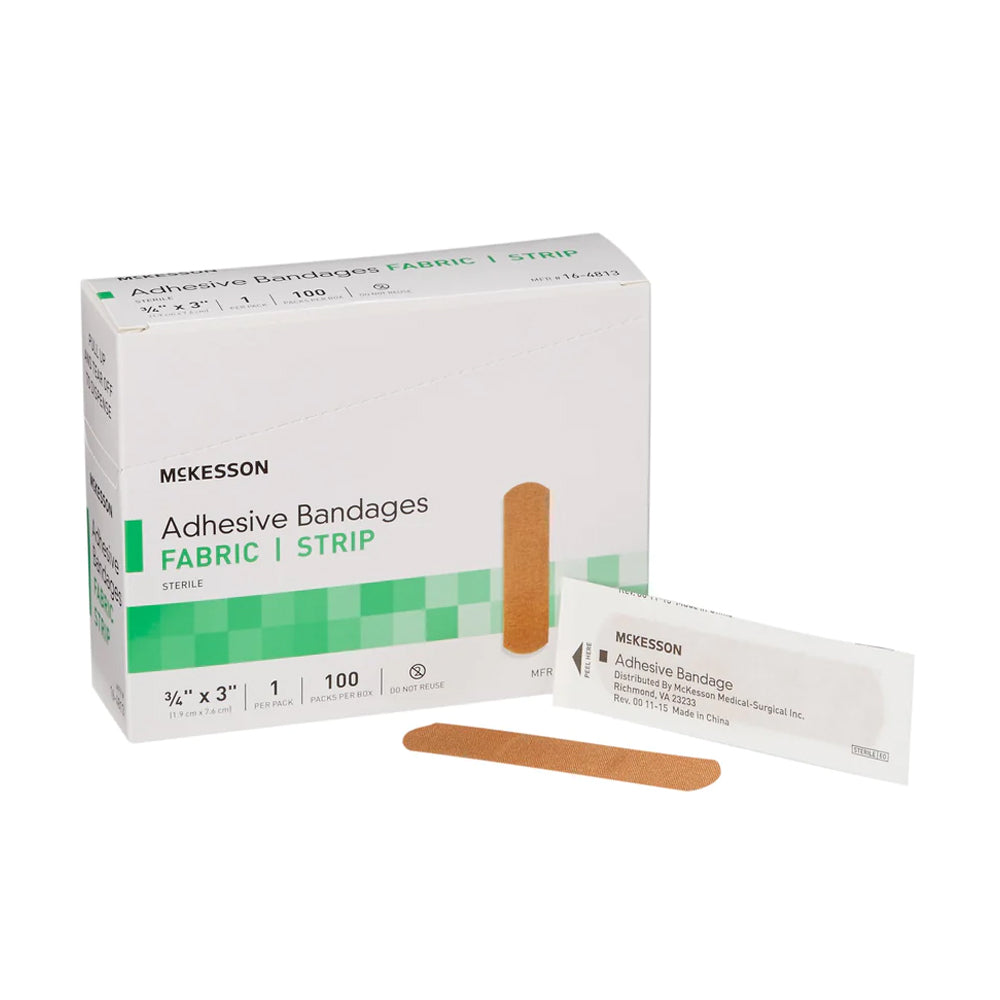 Adhesive Strip McKesson  Fabric Bandage/Band Aids Tan Sterile