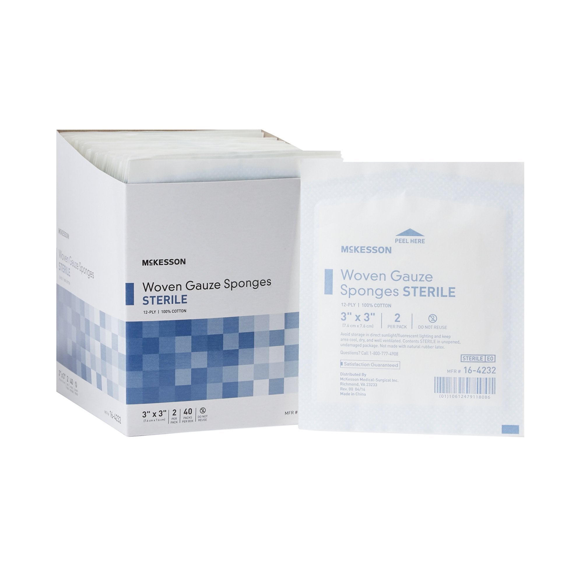 Gauze 3 x 3 inch.  40 packs per box